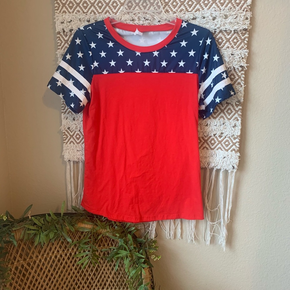 Red white and blue top
